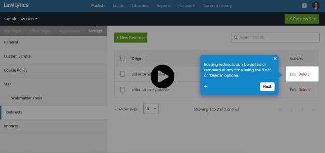 LawLytics Knowledge Base | How to Create and Manage Redirects