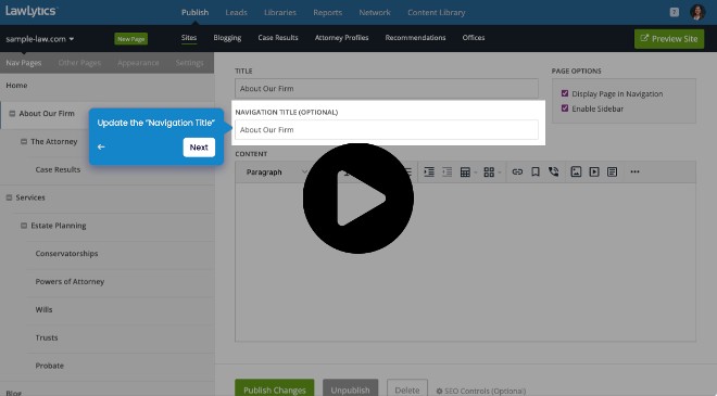 LawLytics Knowledge Base | How to Edit Navigation Titles