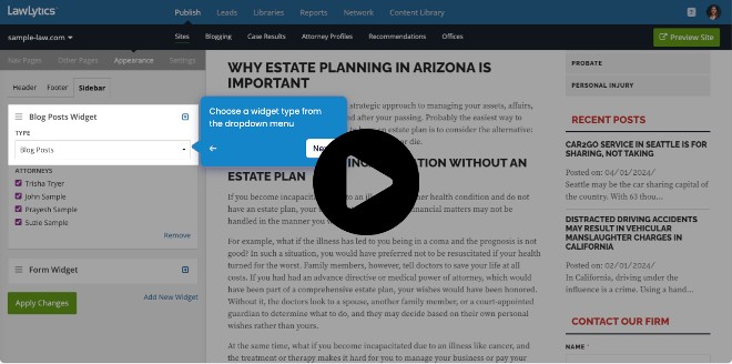 LawLytics Knowledge Base | How to Edit Your Sidebar Contents